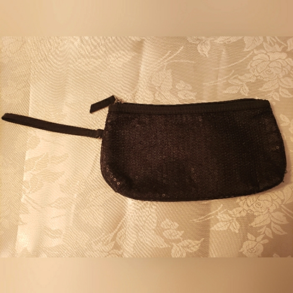 Vintage Women's Sequins Cosmetic Case, Bling, Black n Nylon, Ion